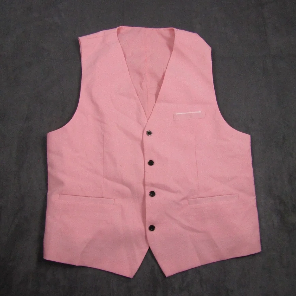 Suit Vest Mens XL Pink Four Button Adjustable Back Cinch Waistcoat Wedding